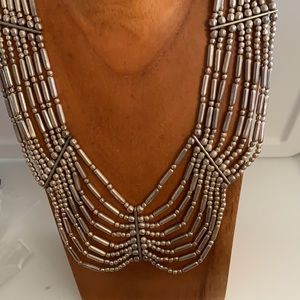 Metal collar silver toned Tibet Necklace. Unsure of metal